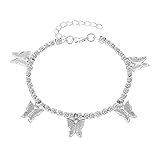 YAHOYA Vintage Multi Butterfly Colgante Pulsera de Tobillo con Incrustaciones de Diamantes de imitación Cadena de pie para Mujeres Fiesta de Verano en la Playa Joyas Descalzas