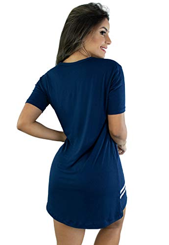 Vestido Camisão Longline BO YOU Curto Estampado New York 099 Azul (M)