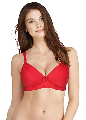 Image of SHYAWAY Women's Taabu 3 /4th Coverage Wirefree Lace Everyday T-Shirt Padded Bra-Red (Pack of 1)