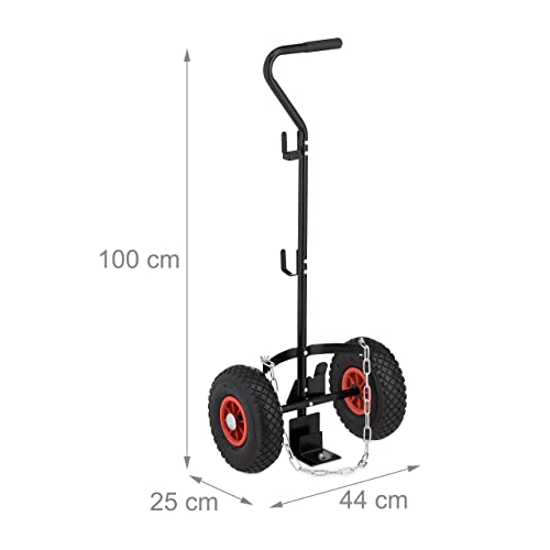 Relaxdays Chariot de Transport Bouteille gaz, bonbonne de 3 à 5 kg, Roues pneumatiques, Acier, Support, Noir-Rouge – vue 4