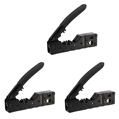 Eoslcusmvl 3X Engarzadora Pasante Cat5 Cat6 Cat7 para Conectores de Red RJ45 RJ12 RJ11 Enchufes Modulares Cables Ethernet Herramienta de Engarzado EZ