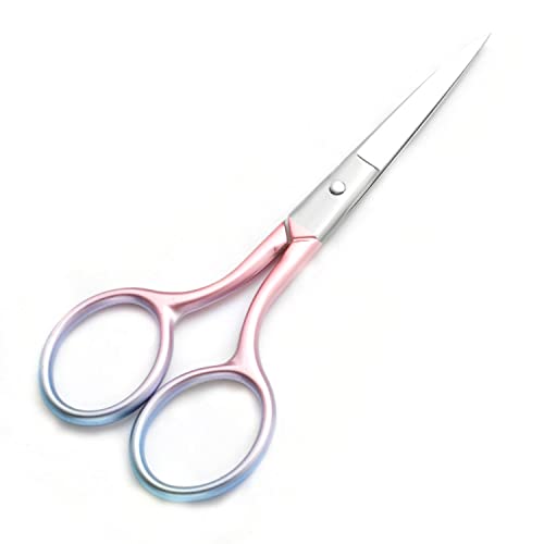 Motanar Multicolor Professional Grooming Scissors For Personal Care Facial Hair Removal And Ear Nose Eyebrow Trimming Stainless Steel Fine Straight Tip Scissors 3.9 Inch (Pink) #TOP2