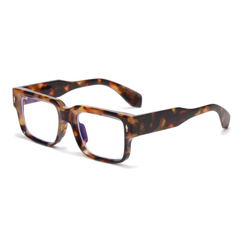 Image of Gleyemor Trendy Blue Light Glasses for Men & Women - Square Computer Fashion Face Glasses (Tortoise)