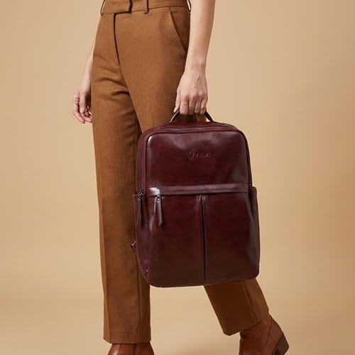 Image of VISMIINTREND Leather Laptop Backpack Bag for Men & Women | Casual, Office, College, Travel, Airport, Weekender Bag | Fits upto 15.6 Inch Laptop, Macbook | Durable | Birthday, Rakhi Gifts