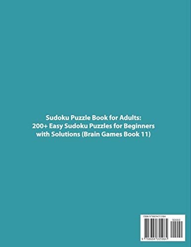 Sudoku Puzzle Book for Adults: 200+ Easy Sudoku Puzzles for Beginners with Solutions (Brain Games Bo
