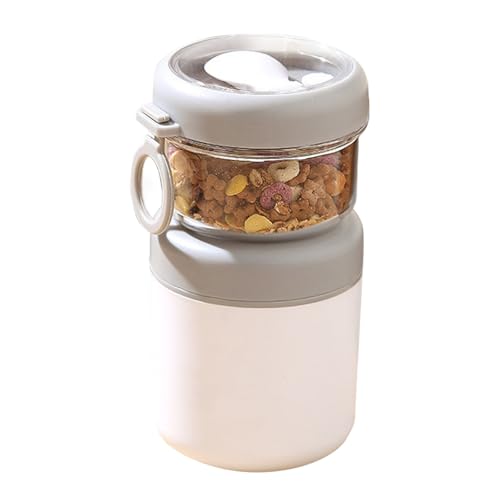 Hoj623 - Taza térmica portátil de acero inoxidable 304 con tapa y cuchara, taza térmica portátil de gran capacidad para estudiantes, trabajadores, viajes, sopa y leche, Hoj623 (blanco, talla única)