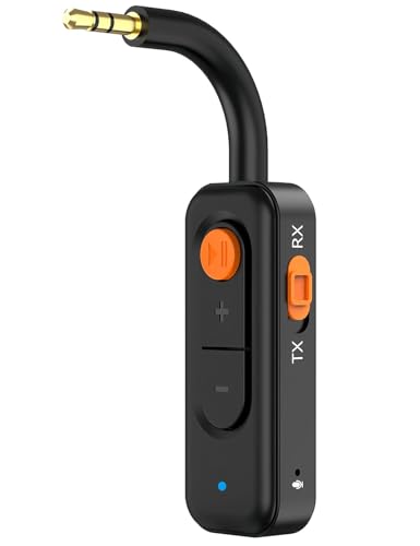 STFMHEZ Bluetooth 5.4 AUX Adapter 2 in 1 Bluetooth Transmitter Receiver Mini Wireless 3.5mm Audio Adapter for Home Car Airplane PC Audio Music Headphones TV Speakers