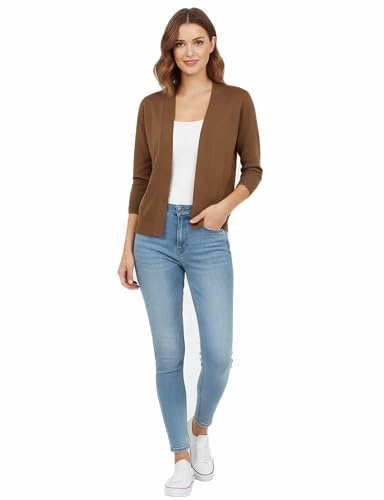 Image of Allsense Women's 3 /4 Sleeve Cropped Shrug Cardigan | Classic Bolero, Open-Front, Lightweight Soft Fine Knit Cover Up
