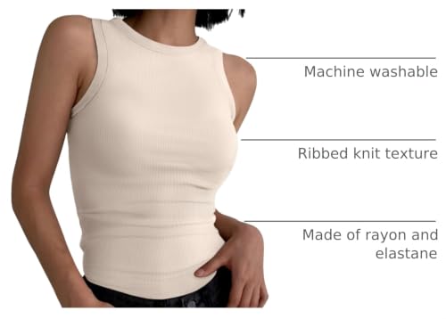 Image of ANRABESS Womens Sleeveless High Neck Tank Tops Fashion Summer Casual Basic Slim Fit Ribbed Racerback Top Shirt Clothes