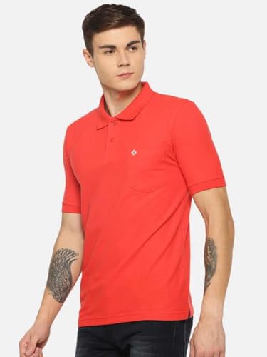 Image of Dollar Men's Pack of 1 Solid Cotton Blend Polo Neck T-Shirt