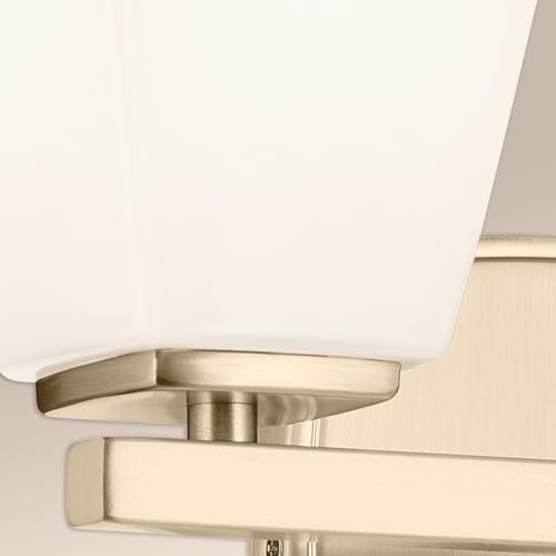 Image of Kichler Marant 14.25 inch 2-Light Vanity Light Fixture with Opal Glass in Champagne Bronze for Bathroom Over Mirror, Modern Wall Mount Lighting (14.25 inch W x 9.5 inch H), 55215CPZ