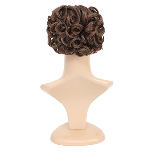 SWACC Short Messy Curly Dish Hair Bun Extension Easy Stretch hair Combs Clip in Ponytail Extension Scrunchie Chignon Tray Ponytail Hairpieces (Medium Ash Brown-8#) - Thumbnail 6