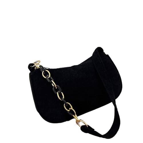 Corduroy Tote Bag Vintage Corduroy Crescent Shoulder Bag with Alt Chain Strap for Women Small Trendy Underarm Hobo Purse