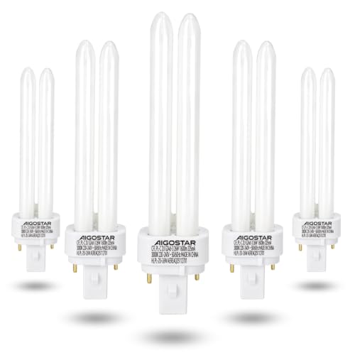 Aigostar - Pack de 5 Bombillas PLC Tubo， 26W， Maiz G24-3， 2 Pines， Luz blanca cálida 3000K， 1670Lm， No regulable