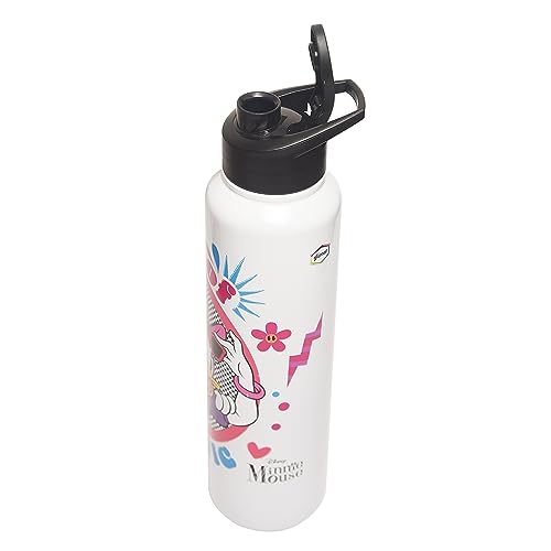 Image of Gluman Steel Water Bottle for Kids | Disney Unica 1000 ml Single Walled Water Bottle | School Water Bottle for Girls | Leak Proof| Wide Mouth Water Bottle | Leakproof (Minnie)