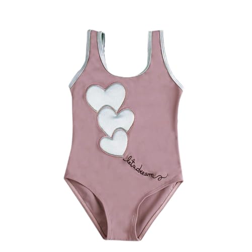 RNTOP Kids Little Girl Swimsuit Cartoon Elephant Print Swimwear Bathing Suit Sleeveless (A3-Pink, 3-4 Years)