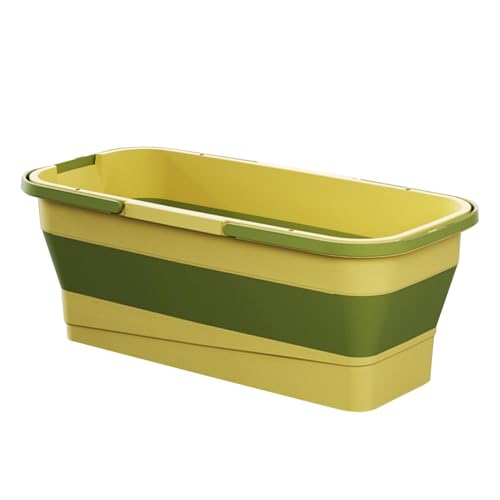 Cubo plegable para fregona: compresión plana delgada, lavabo de silicona plegable, práctica herramienta rectangular para patio, componente de textura de goma resistente | Contenedor de servicio
