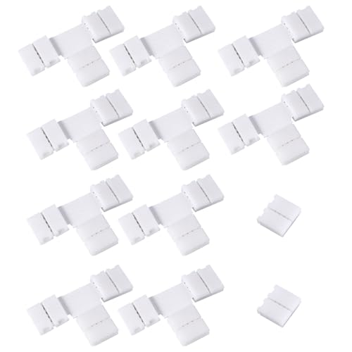 Lurrose 10 Piezas Tira de luz de esquina en forma de T tiras de luces LED conectores de tira LED conectores de tira de luz LED conectores led conector de esquina conector de luz LED blanco