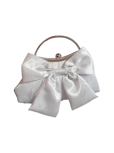 Image of Verdusa Women's Bowknot Evening Bag Ruched Clutch Purse Party Handbag with Chain Strap