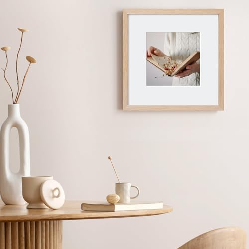 10x10 Oak Wood Picture Frame - Minimalist 10x10 Poster Frame, 10"x10" Frame Wood, Natural Solid Wooden Picture Frames for Wall Art Photo and Prints(1 Pack, Beige)