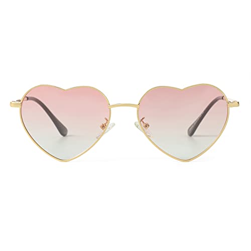 Kids Polarized Heart Shape Sunglasses for Toddler Girls Age 3-10, Cute Lovely Style Metal Frame UV400 Sun Glasses