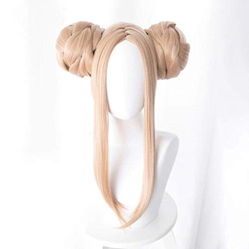 ZLLAN Anime Cosplay Rose Perruques Maille Résistant aux Fibres Or Haute Droite Droite Deux Sacs de Cheveux 18 Pouces Cheveux