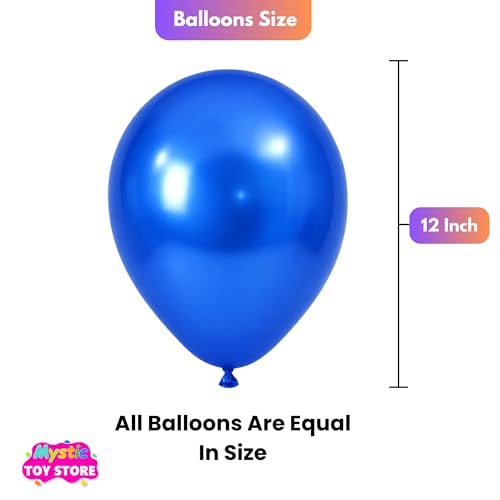 Image of 50 Pcs Silver Blue Metallic Chrome Balloons for Birthday Decoration Items Anniversary Baby Shower Boys Girls Kids Year With Latex Transparent Metallic Balloon Happy Birthday Decoration Kit Set Combo
