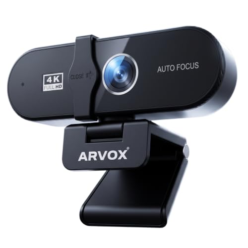 ARVOX 2026 4K Webcam for PC & Laptop, Sony-Sensor, Privacy Shutte...