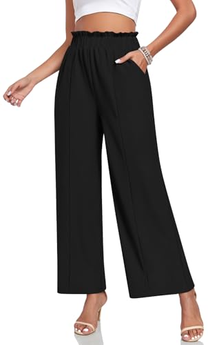 Anyally Womens Loose Wide Leg Pants Business Casual Elastic Waisted Palazzo Harem Pants with Pockets Work Trousers3
