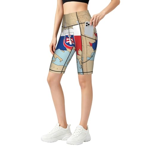 Short de sport Slovaquie pour femme cycliste taille haute avec poches