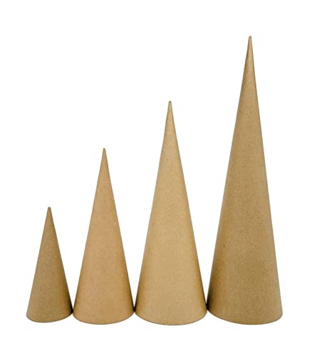 As Brand Pappmaché-Kegel, offene Unterseite, 4 Stück PMCVP4