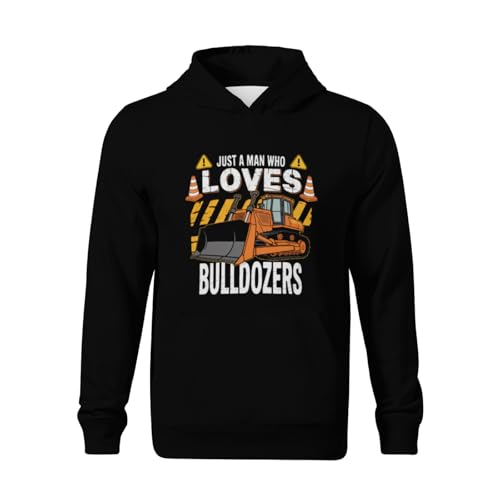Kids Just a Man who Loves Bulldozers Boys Girls Lightweight Kangaroo Pocket Fleece Hoodies2