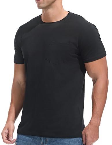 Pocket Tee Men - Premium Cotton T-Shirt with Chest Pocket |Classic Men's Pocket T Shirt for Casual