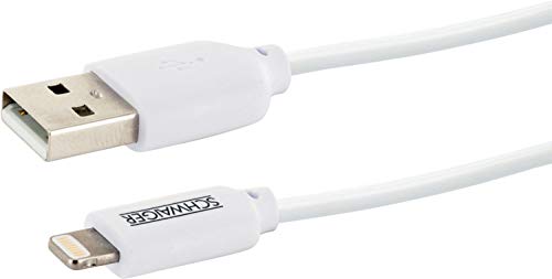 Cable Lightning Apple SCHWAIGER de 2 metros blanco con diseño plano para iPhone