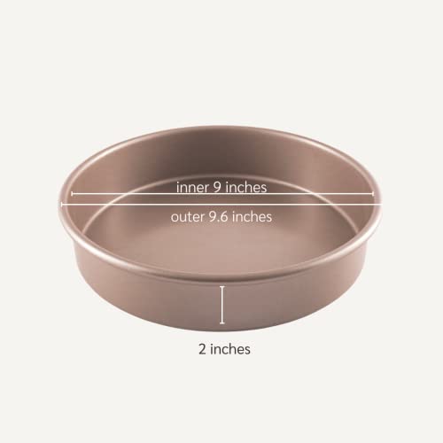 Happiels Non-Toxic Nonstick 9-Inch Round Cake Pans 2-Pack Premium Quality | Set Of 2 Baking Pans 2 Inches Deep 9'' Champagne Gold #TOP7