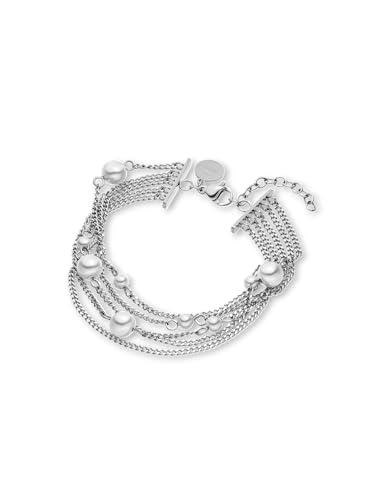 Bracelet perles de coquillage fin en acier inoxydable or et argent pour femme