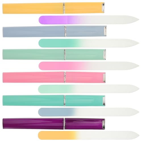 Homoyoyo Limas de Uñas de Cristal Degradado 6 Colores para Mujeres y Adultos Set de Manicura Portátil Multifuncional Estuche Lima Profesional para Pulir y Rellenar Medias Cuidado de