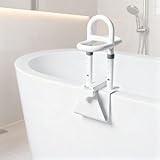 Badewannen Einstiegshilfe für Senioren, Safety Rail Dreifach, Höhenverstellbar von 41 bis 50cm, Verstellbarer Wanddicke Breite 9-17cm, Belastbarkeit Bis 136 kg, Ohne Bohren