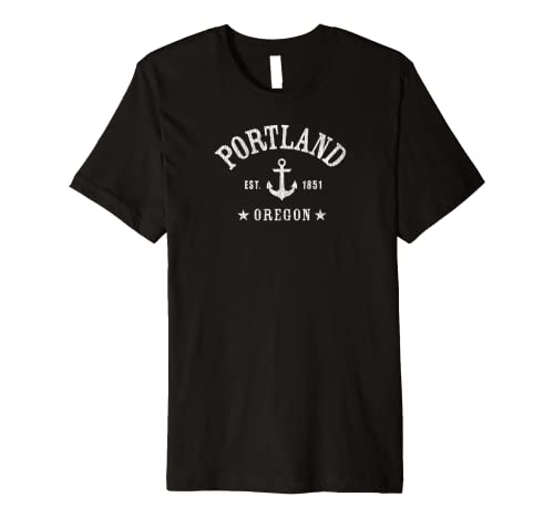 312ttfTOhYL._SL500_ PORTLAND OR Athletic Design With Anchor & Details Est. 1851 Premium T-Shirt