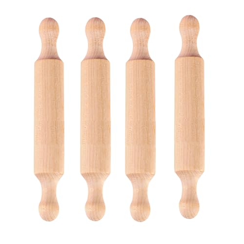 Mini Rolling Pin, Pizza Roller, Small Dough Rollers, Small Wooden Rolling Pins with 2 Rollers Handle Non-Stick Playdough Dough Roller, for Baking, Cookie, Pastry, Christmas, New Year, Easter
