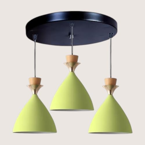 Image of Triple Dome Moss Green Aluminium Hanging Pendant Light - Modern Antique Ceiling Lamp, Adjustable Drop, E-27 Holder, (Bulb is not Included) 3 Light Cluster Set