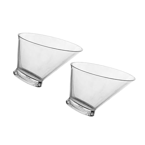 SOLUSTRE 2Pcs Transparent Plastic Serving Bowls Slanted Salad and Dessert Bowls for Ice Cream Snacks and Parties Creative Food Storage Containers Easy to Clean