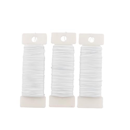 HAHIYO 26Gauge White Metal Floral Wire - 3 Rolls, 115 Yards (345 Feet) - Flexible Paddle Wire for Crafts, Christmas Wreaths, Tree &amp; Flower Arrangement