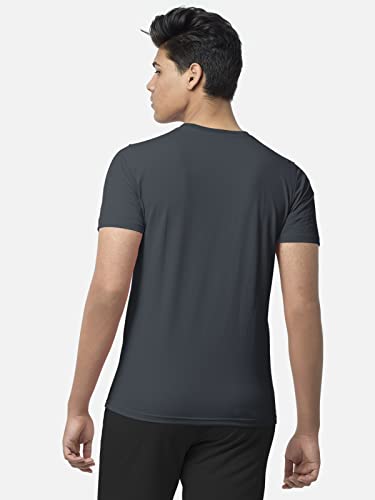 Image of BULLMER Black Trendy Typographic Printed Round Neck Half Sleeve Tshirt for Men