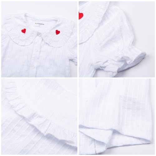 Image of Mud Kingdom Little Girls Peter Pan Collar Blouse Cotton Short Sleeve Button Up