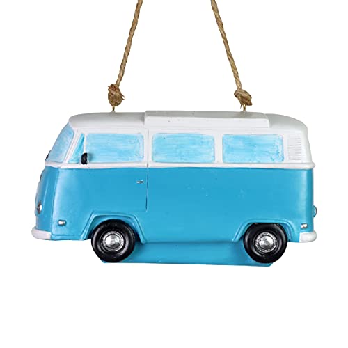 Exhart Hanging Blue Van Bird House, Hand Painted, Weather-Resistant Resin Outdoor Décor, 8”X5”X4.5” #TOP7