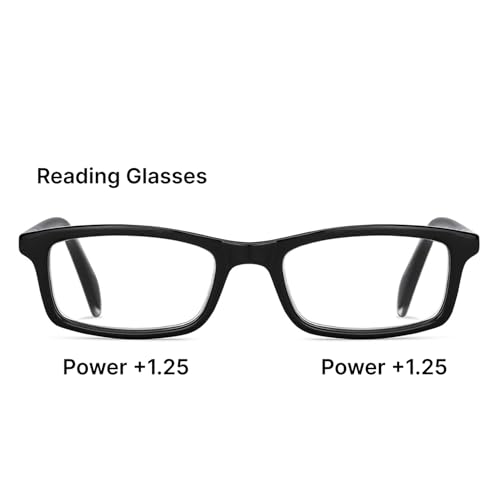 Image of Lenskart Reading Glasses | Men & Women | Black Rectangular Full Rim | + 1.25 Power | LR E11058