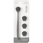 DEARCUS Korean Tongue Scraper with 3 Replaceable Heads - 100% BPA Free TPE Tongue Cleaner - Reduce Bad Breath & Without Hurt - Hygienic Scraper - Modern & Simple Design (Gray)