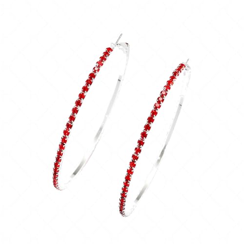 Rhinestone Big Hoop Earrings Wedding Bridal Elegant Colorful Thin Large Round Circle Sparkly Bling Crystal Cubic Zirconia Dangle Drop Earrings for Women Christmas Birthday Prom Party Jewelry Accessories