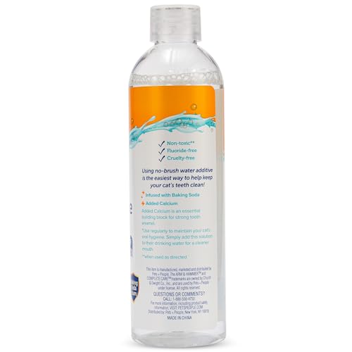 Arm & Hammer Complete Care Fresh Dental Water Additive for Cats - Cat Dental Care Solution for Bad Breath, Includes Cat Toothpaste Enzymatic Action, Ideal for Cat Grooming Supplies, 8 Fl Oz